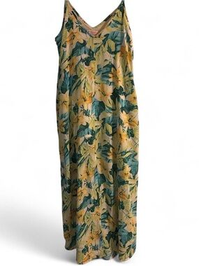 Izzy & Lola White Slip Dress with Yellow, Teal & Orange Floral Print